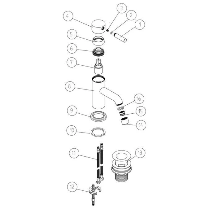 Pomeranian Cloakroom Basin Mixer W/Click-Clack Waste - Chrome - Image 2