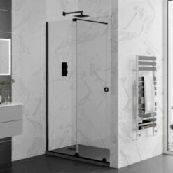 Rolla 8 1000mm Matt Black Recess Frameless Sliding Shower Door