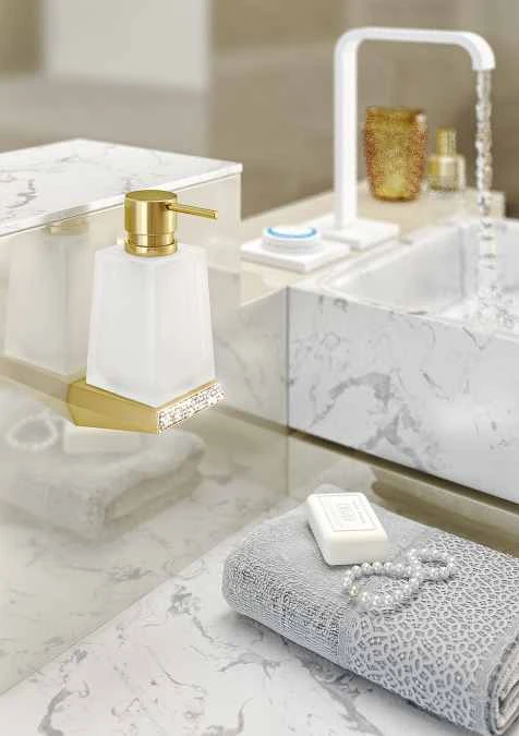 S8 Swarovski - Soap Dispenser - Gold - Origins Living - Image 3