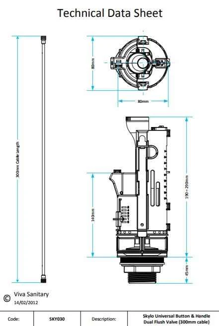 Skylo - Button & Handle Dual Flush Valve Toilet Cistern Syphon - Viva Sanitary - Image 2