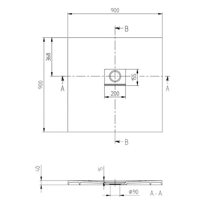 Villeroy & Boch Squaro Infinity Quaryl Shower Tray 900 X 900 - Grey - Image 3
