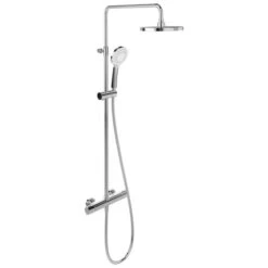 Villeroy & Boch Thermostatic Exposed Shower Set With Fixed Head And Riser Rail Round Chrome