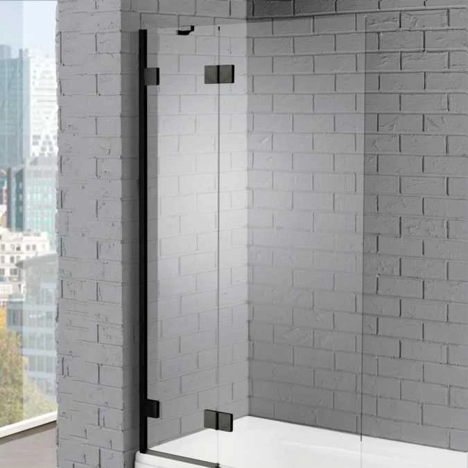 Aquadart Venturi 8 Black Hinged Bath Shower Screen - 1500 X 1000mm