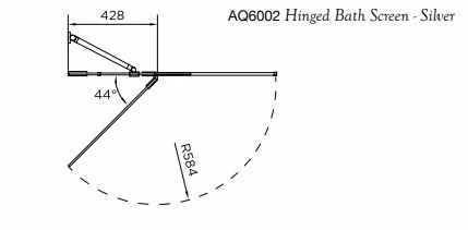 Aquadart Venturi 8 Hinged Bath Shower Screen - 1500 X 1000mm - Image 2