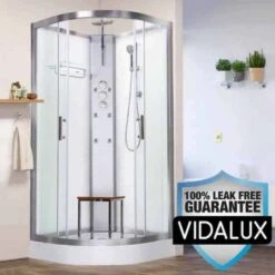 Vidalux Pure 1000 Hydro Massage Shower Cabin - 1000 X 1000mm - Crystal White