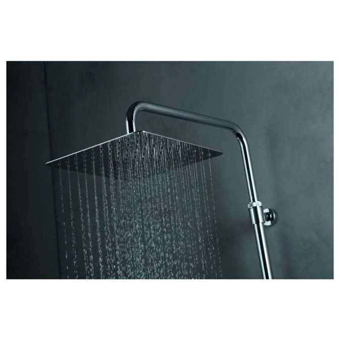 Vema Thermostatic Shower Column With Fixed Head, Riser, Shelf & Foot Wash - Black - Image 3