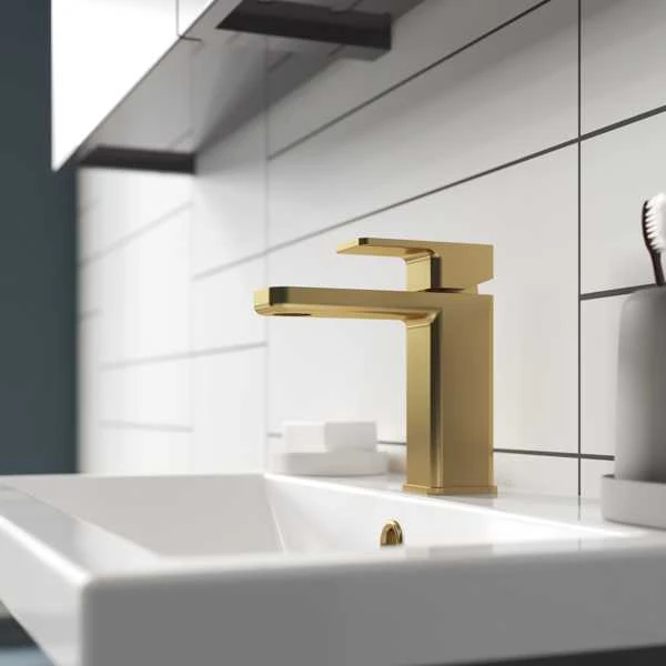 Nuie Windon Mono Basin Mixer Tap Brushed Brass - Image 2